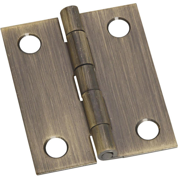 National 1-1/4 In. x 1-1/2 In. Antique Brass Hinge (2-Pack)