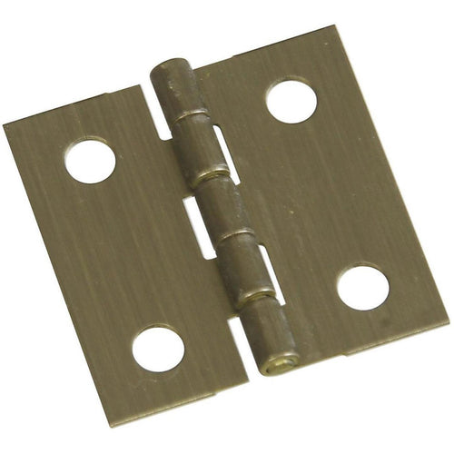 National 1 In. x 1 In. Antique Brass Hinge (2-Pack)