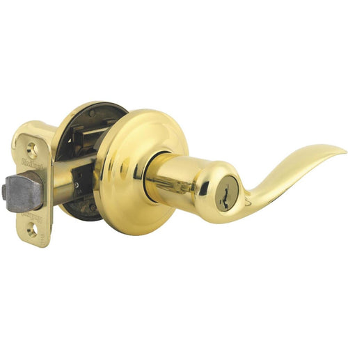 Kwikset Signature Series Polished Brass Tustin Entry Door Lever with Smartkey