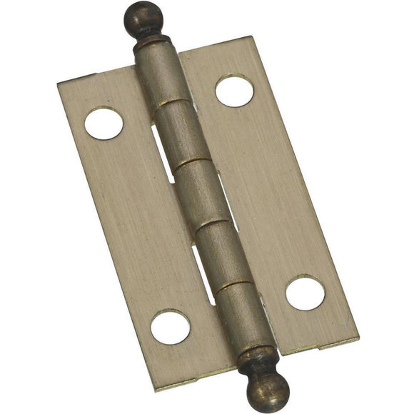 National 7/8 In. x 1-1/2 In. Antique Brass Ball Tip Hinge (2-Pack)