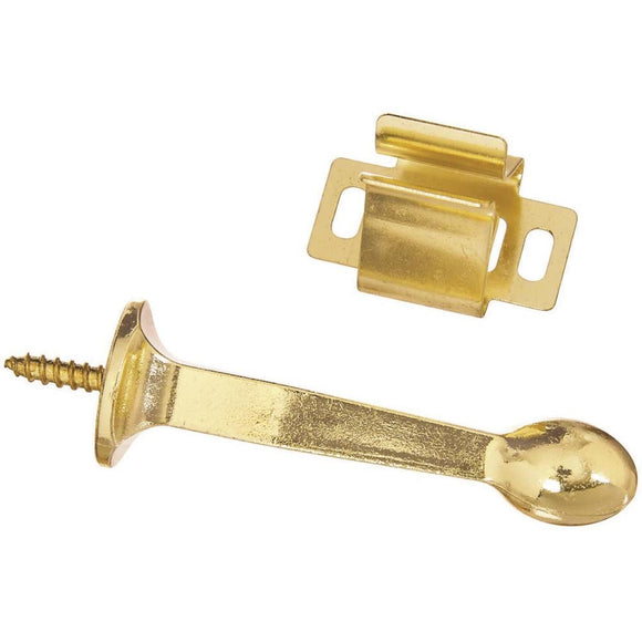 National 3 In. Brass Rigid Door Stop with Holder