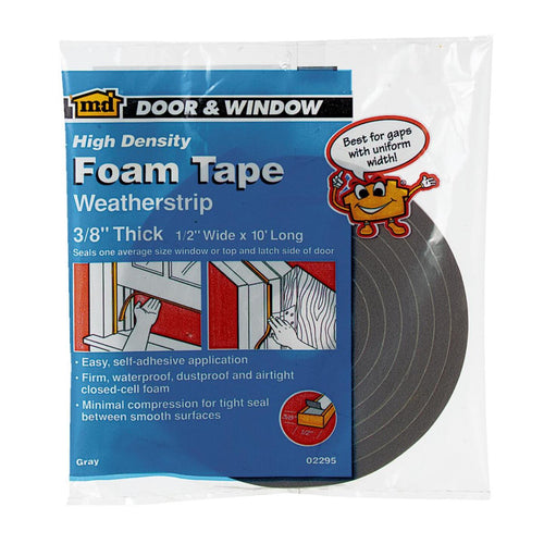 M-D 1/2 W x 3/8 T x 10' L Gray Foam Weatherstrip Tape