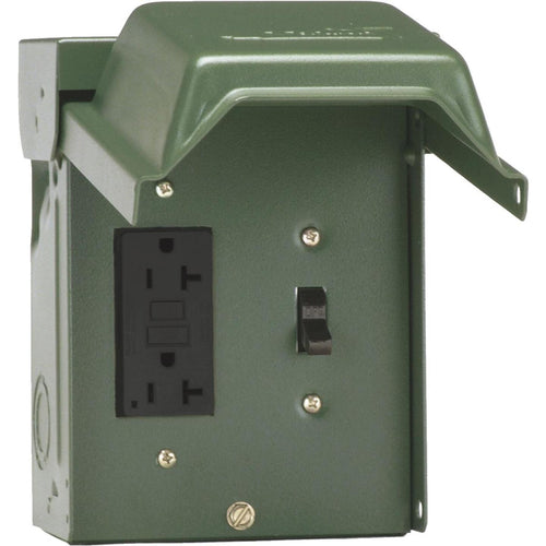 GE Backyard 20A Green Residential Grade 5-20R GFI Outlet with Switch