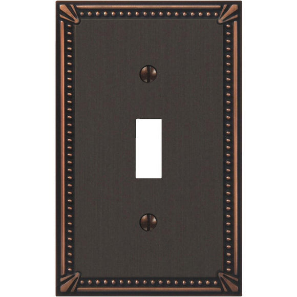 Amerelle Imperial Bead 1-GangCast Metal Toggle Switch Wall Plate, Aged Bronze