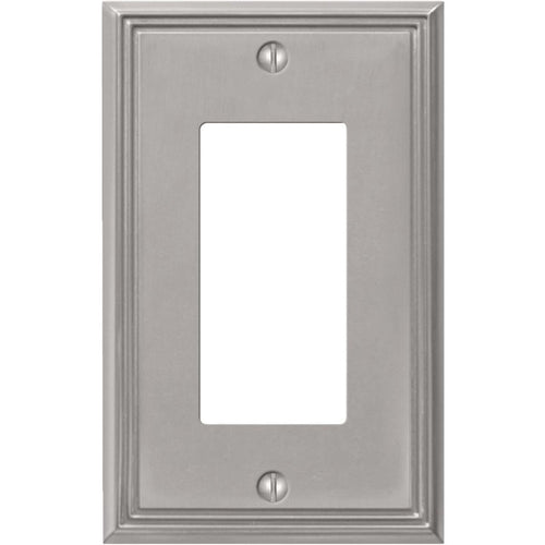 Amerelle Metro Line 1-Gang Cast Metal Rocker Decorator Wall Plate, Brushed Nickel