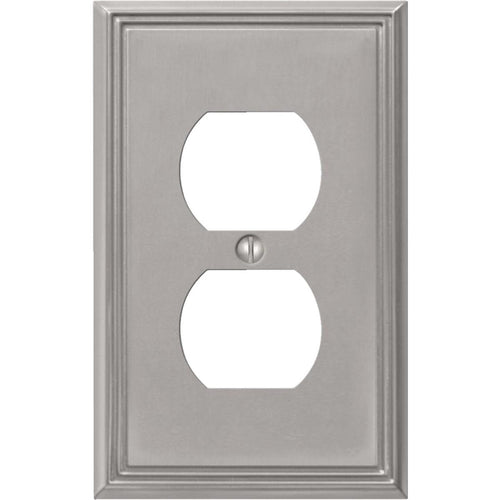 Amerelle Metro Line 1-Gang Cast Metal Outlet Wall Plate, Brushed Nickel