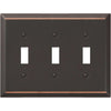 Amerelle 3-Gang Stamped Steel Toggle Switch Wall Plate, Aged Bronze