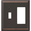 Amerelle 2-Gang Stamped Steel Single Toggle/Rocker Wall Plate, Aged Bronze