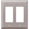 Amerelle 2-Gang Stamped Steel Rocker Decorator Wall Plate, Brushed Nickel