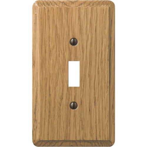 Amerelle 1-Gang Solid Oak Toggle Switch Wall Plate, Light Oak