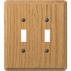 Amerelle 2-Gang Solid Oak Toggle Switch Wall Plate, Light Oak