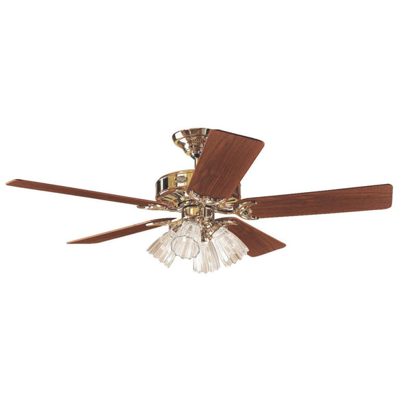 Hunter Studio 52 In. Bright Brass Ceiling Fan with Light Kit