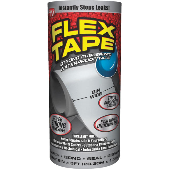 Flex Tape 8 In. x 5 Ft. Repair Tape, Gray