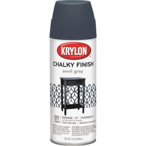 Krylon CHALKY FINISH 12 Oz. Ultra Matte Chalk Spray Paint, Anvil Gray