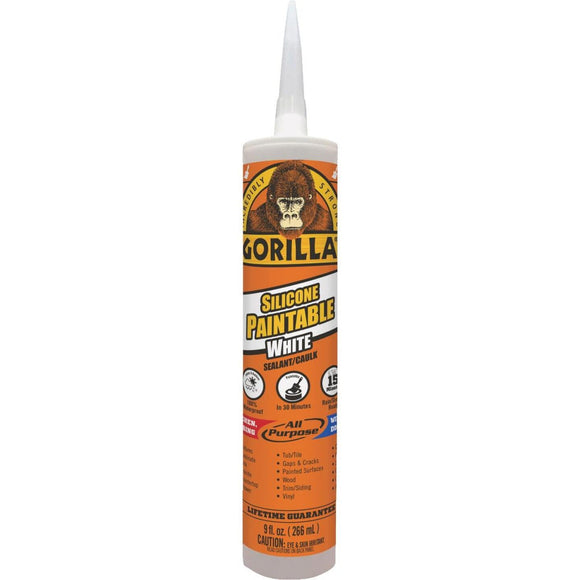 Gorilla 9 Oz. Paintable Silicone Sealant, White