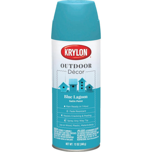 Krylon Outdoor Decor 12 Oz Satin Alkyd Spray Paint, Blue Lagoon