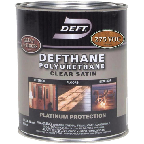 Deft Defthane VOC Satin Clear Interior/Exterior Polyurethane, 1 Qt.