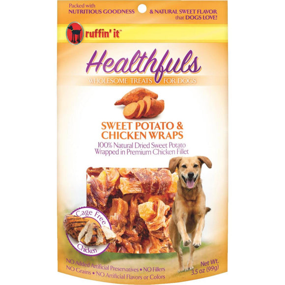 Ruffin' it Healthfuls Sweet Potato & Chicken Flavor Chewy Dog Treat, 3.5 Oz.