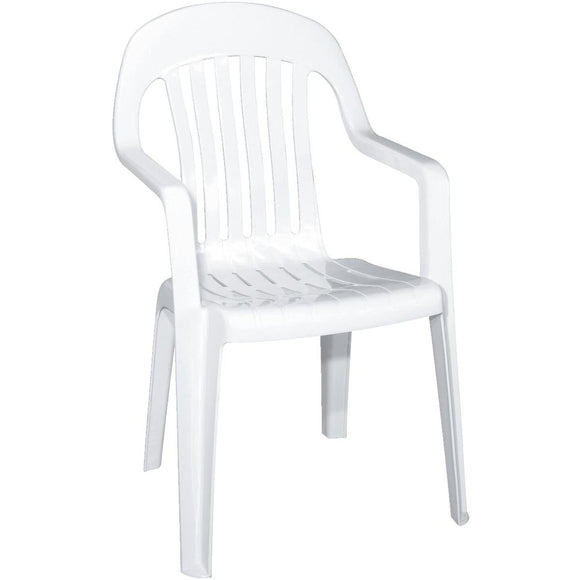 Adams White Resin High Back Stackable Chair