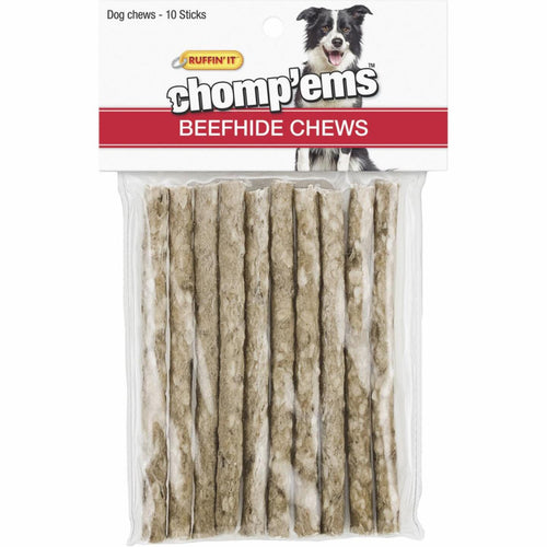Westminster Pet Ruffin' it Chomp'ems Beefhide Stick, (10-Pack)