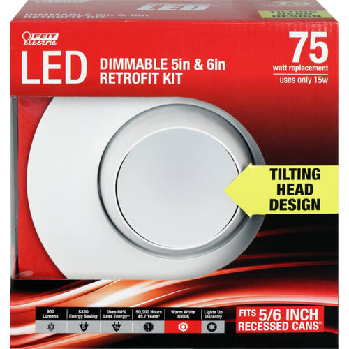 Feit Electric 900 Lumen 3000K Adjustable 5 & 6 Inch Dimmable Recessed Downlight