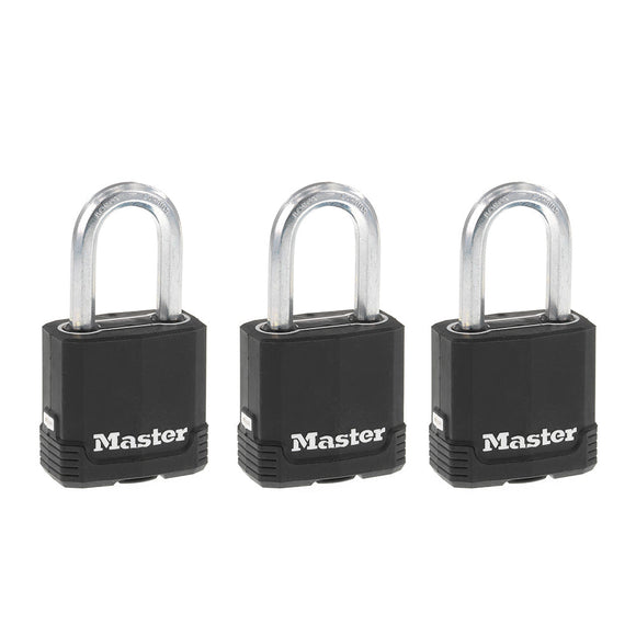 Master Lock 1-7/8in (48mm) Wide Magnum® Covered Laminated Steel Padlock with 1-1/2in (38mm) Shackle; 3-Pack (1-7/8