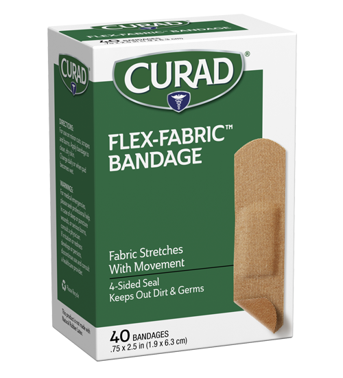 Curad Flex-Fabric Strip Bandages, .75″ x 2.5″, 40 count (.75″ x 2.5″)