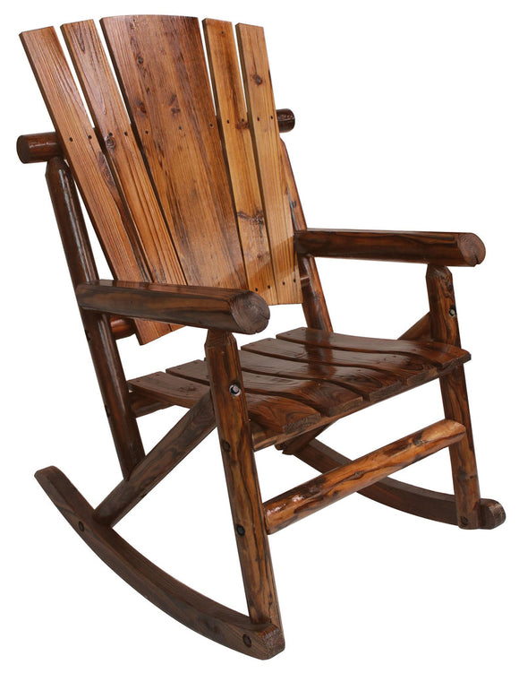 United General Supply Leigh Country Natural Organic Char-Log Wood Single Rocker (Brown)