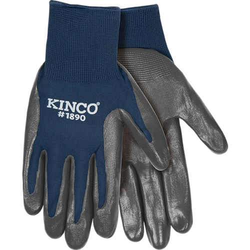 Kinco Navy Blue Polyester Knit Shell & Nitrile Palm Large (Large, Navy Blue)