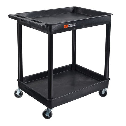 Luxor Endura® XL 38 H Two-Shelf Utility Cart, 32 W x 24 D, Black, Tub Shelves