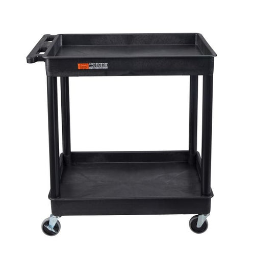 Luxor Endura® XL 38 H Two-Shelf Utility Cart, 32 W x 24 D, Black, Tub Shelves