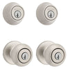 Kwikset Cove Project Pack Two Keyed Knobs and Two Keyed One Side Deadbolts featuring SmartKey Satin Nickel