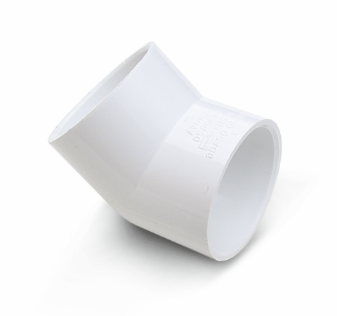 Genova Products  Pipe Elbow, 1-1/2 In Slip, 45 Deg, White (1-1/2)