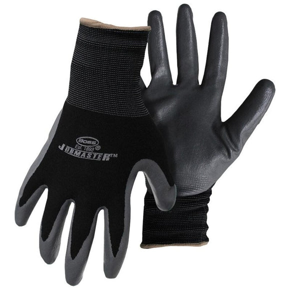 Boss Men's Jobmaster Nylon W/Nitrile Coated Palm Glove (Black Extra Large)